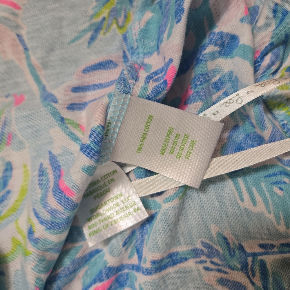 Lilly Pulitzer Floral Beachy Loro Top In Blue Ibiza Cabana Cocktail XS - Picture 4 of 6
